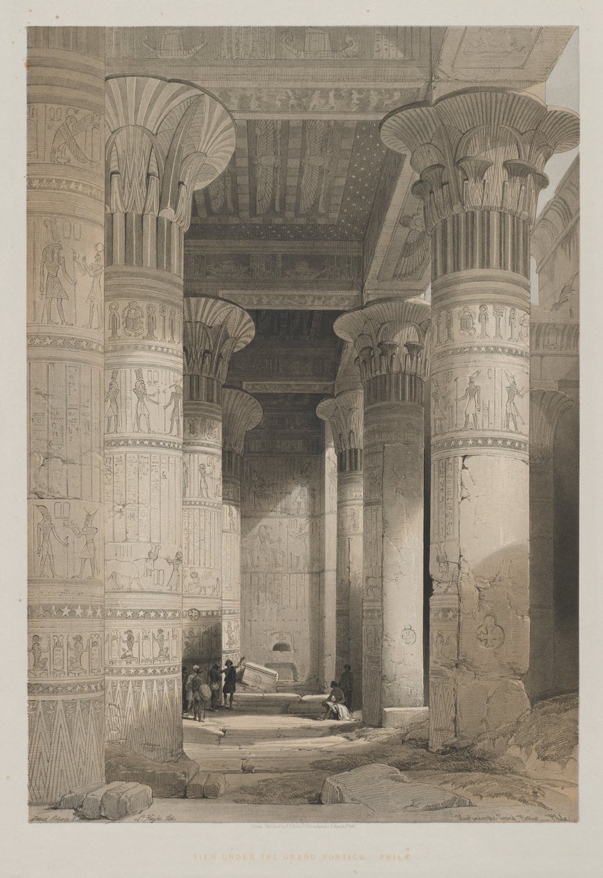 Vista Sotto il Grande Portico del Tempio, Philae da Louis Haghe