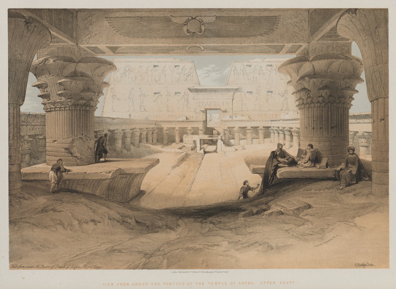 Egitto e Nubia, Volume I: Vista da Sotto il Portico del Tempio di Edfou, Alto Egitto da Louis Haghe