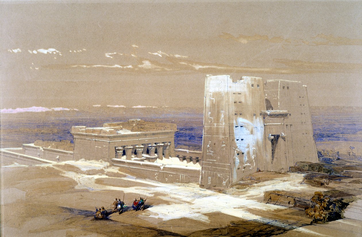 Tempio di arenaria di Edfu, dedicato al dio falco Horus, Egitto, 1838 da Louis Haghe