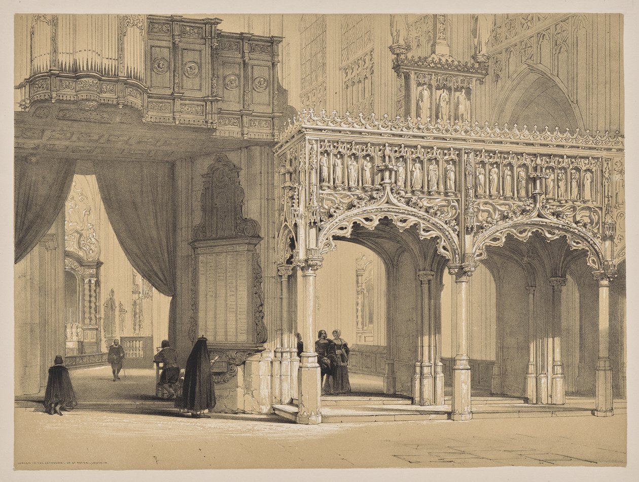 Schizzi in Belgio e Germania, Prima Serie, Schermo nella cattedrale di San Pietro, Lovanio da Louis Haghe