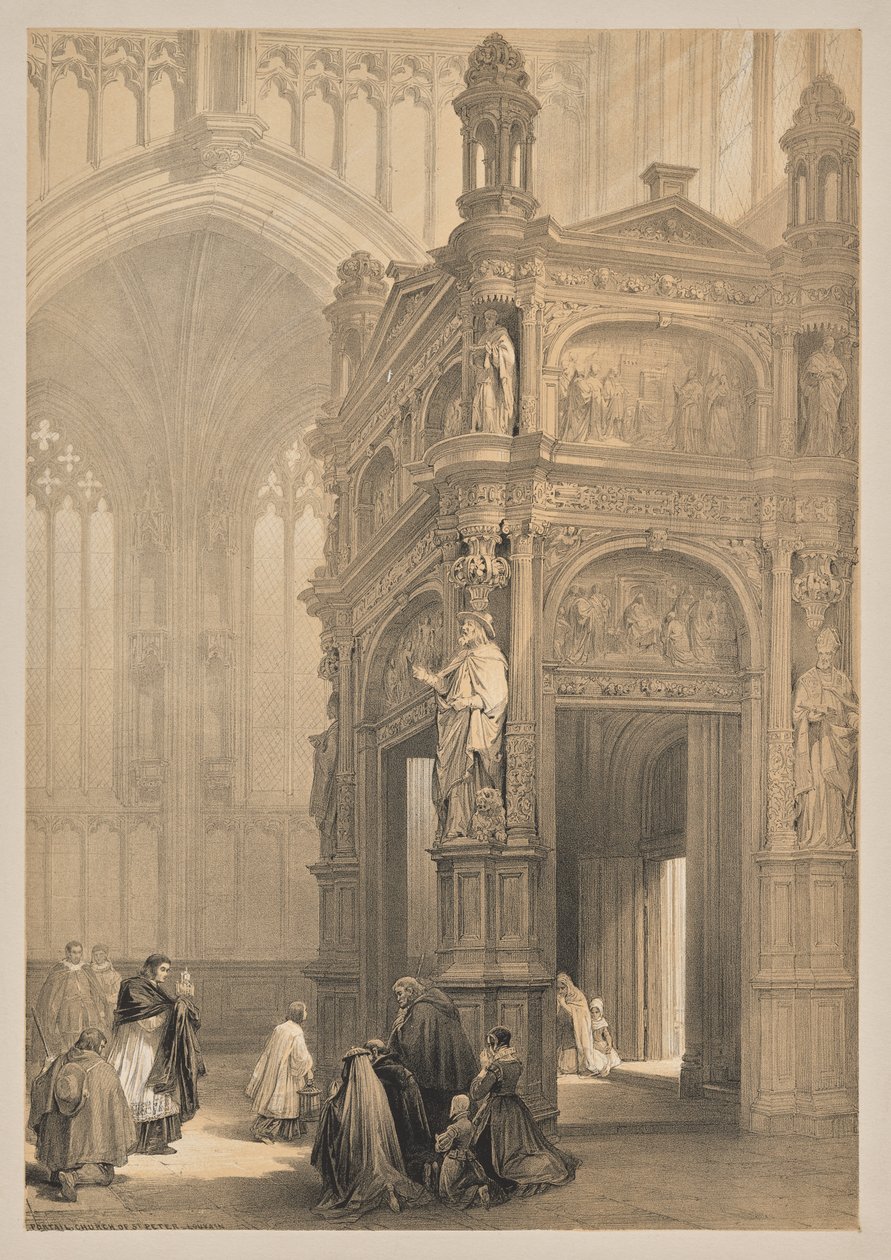 Schizzi in Belgio e Germania, Seconda Serie: No. 20 - Portale, Chiesa di San Pietro, Lovanio da Louis Haghe