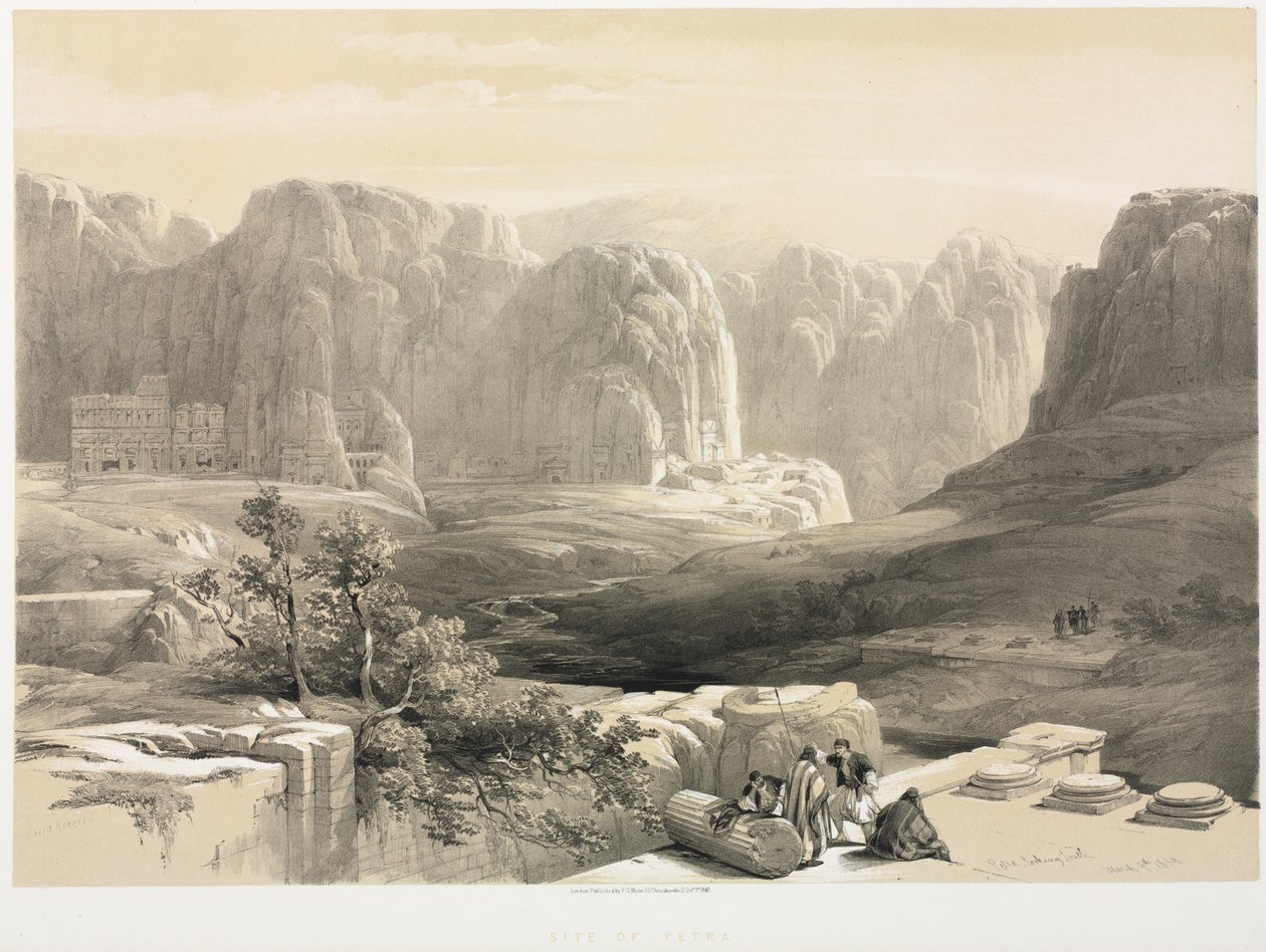 La Terra Santa, Siria, Idumea, Arabia, Egitto e Nubia Vol. III: Petra, vista verso sud, 1842 da Louis Haghe