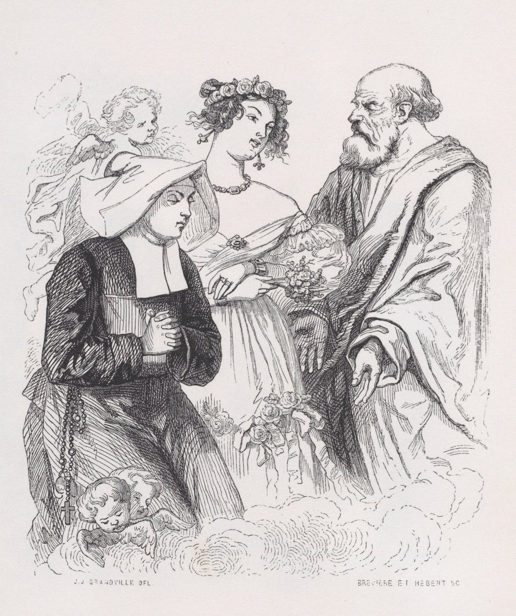 Le due sorelle della carità dalle Opere complete di Béranger da Louis Henri Brevière, Cesar Auguste Hebert