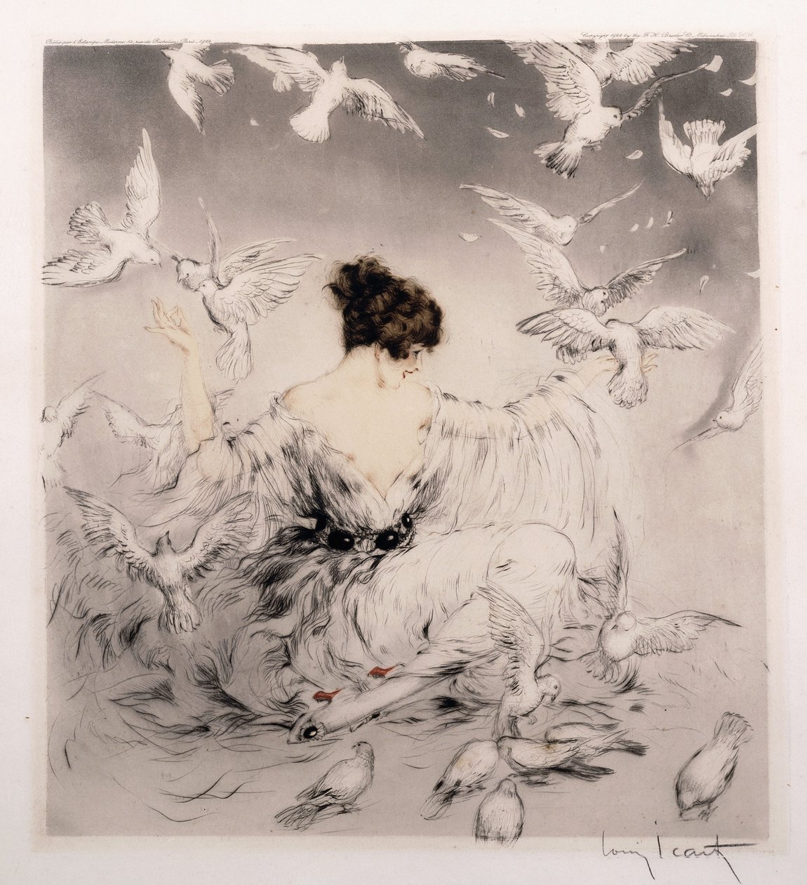 Ragazza con colombe da Louis Icart