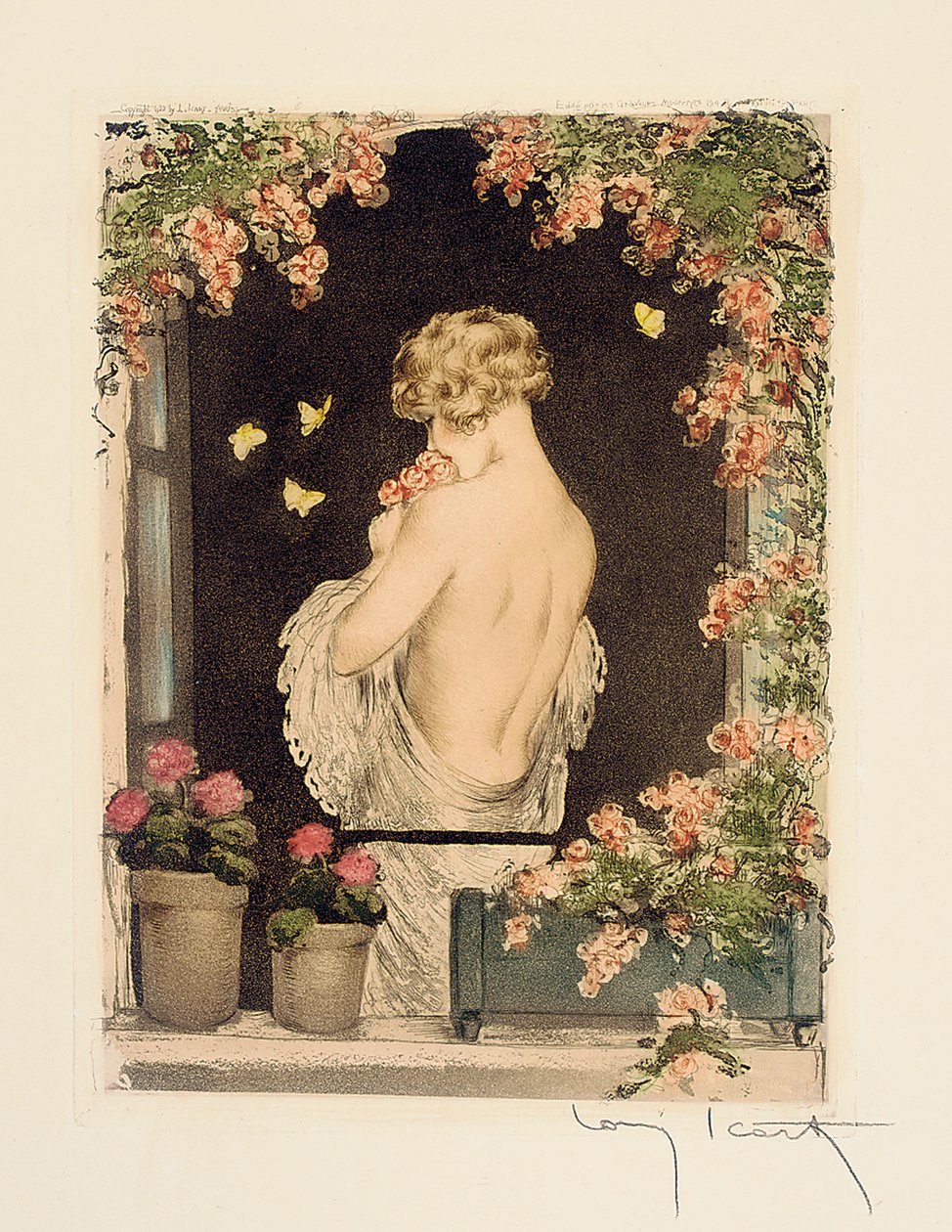Le quattro stagioni: Estate, c.1928 (acquaforte e acquatinta colorata a mano) da Louis Icart