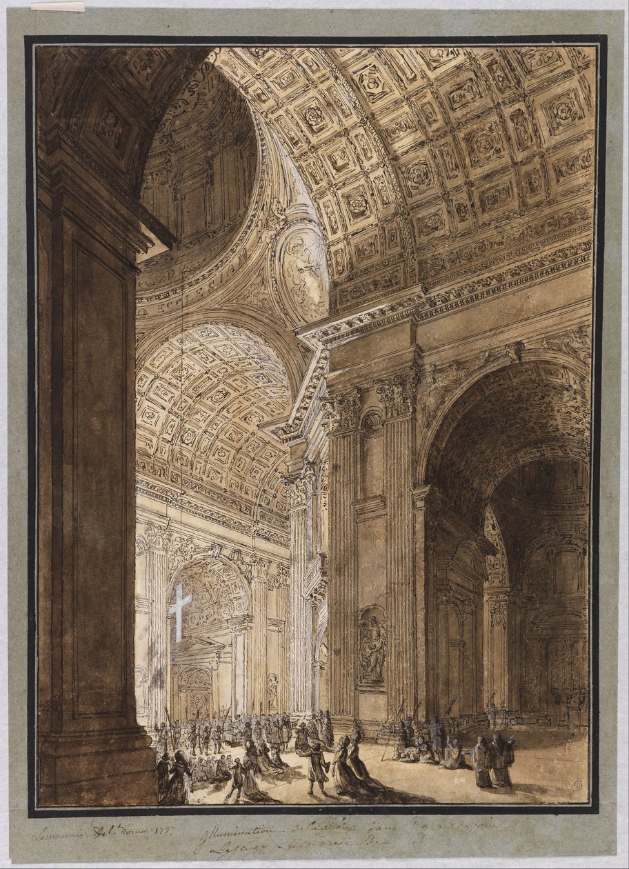 Interno di San Pietro illuminato da Louis Jean Desprez