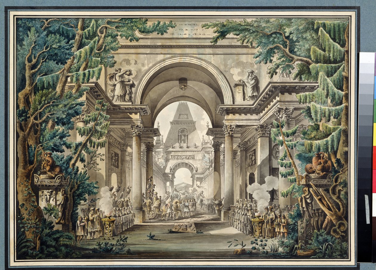 La processione al tempio da Louis Jean Desprez