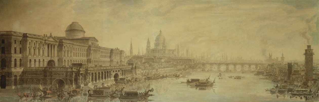 Somerset House, Cattedrale di St. Paul e Ponte di Blackfriars da Louis Jean Desprez
