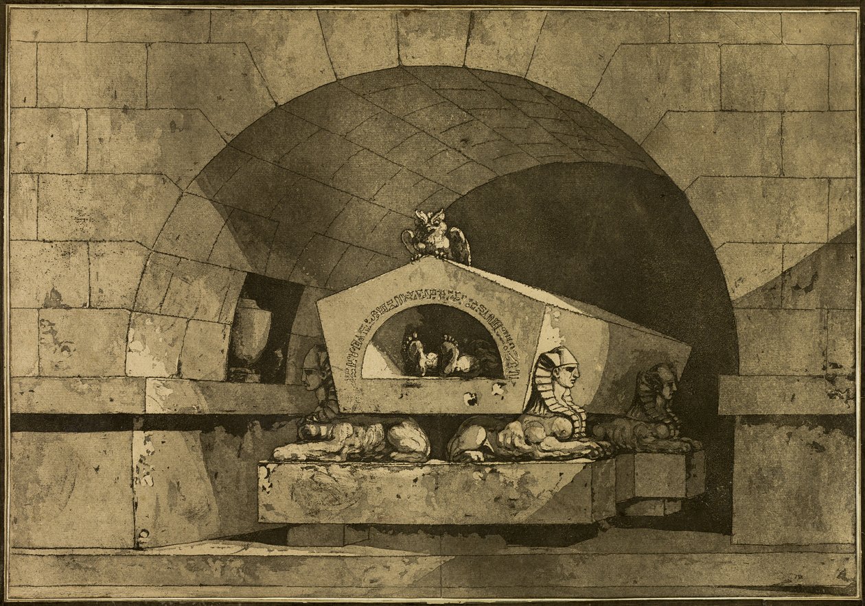 Tomba con Sfingi e un Gufo da Louis-Jean Desprez