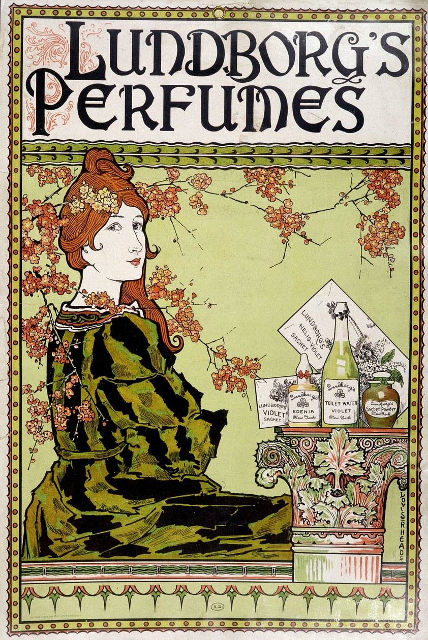 Pubblicità del profumo "Lundborg" - di Rhead, ca. 1895 da Louis John Rhead