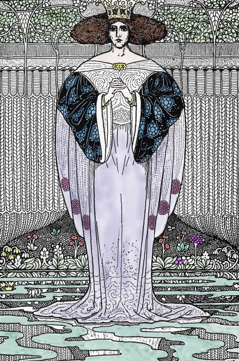 Rappresentazione della Dama del Lago (Nimue, Viviane) Illustrazione di Louis Rhead (1858-1926) per 
