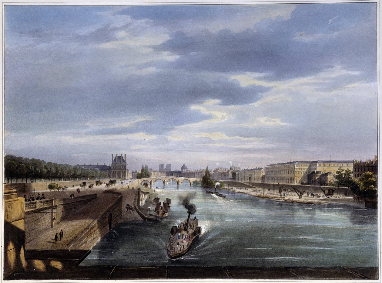 Le pont Royal - in Paris en 1837 da Louis Jules Arnout