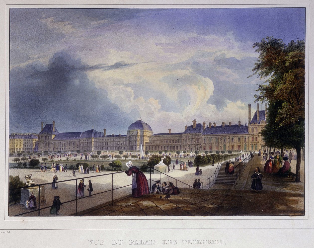 Vista del Palazzo delle Tuileries - in Paris en 1837 da Louis Jules Arnout