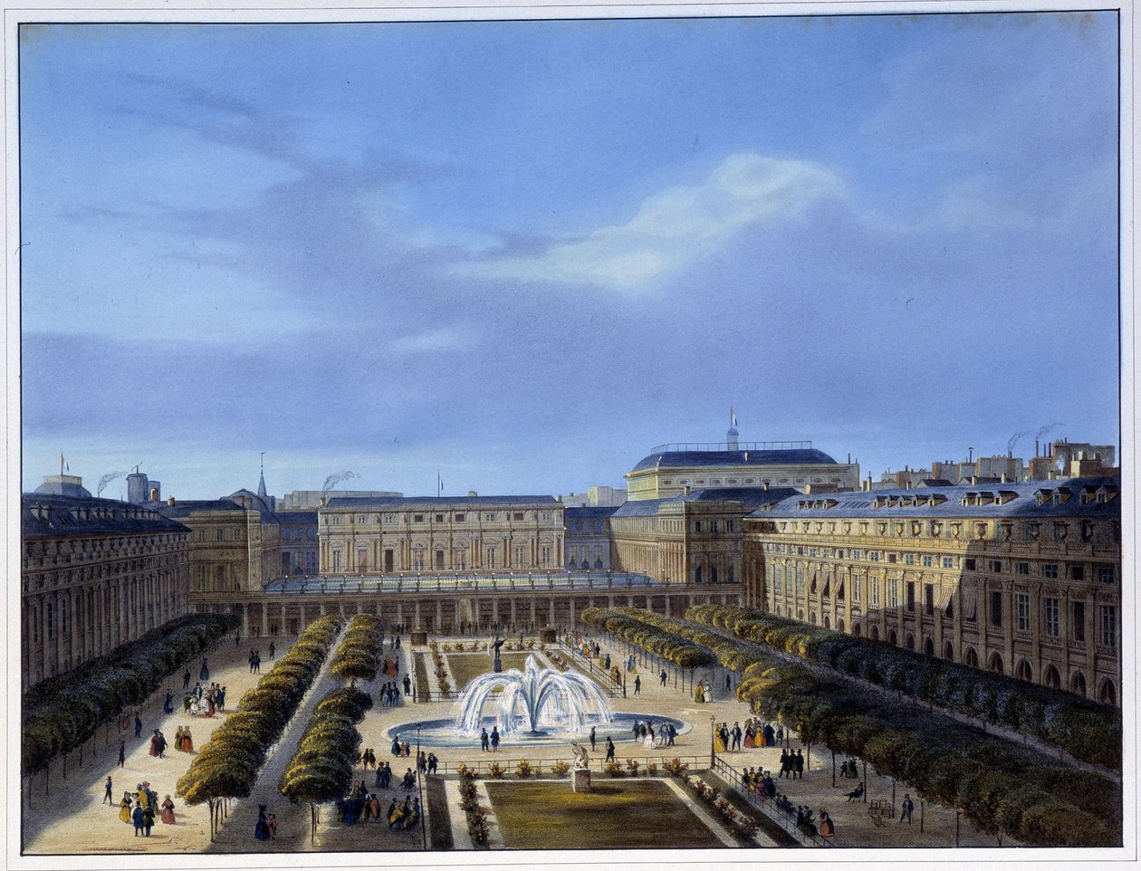 Vista del Giardino del Palazzo Reale - in Paris en 1837 di Arnout da Louis Jules Arnout