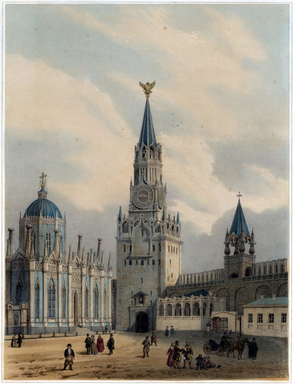 Vista della Torre del Salvatore e sulla Piazza Rossa, Cremlino, Mosca da Louis Jules Arnout