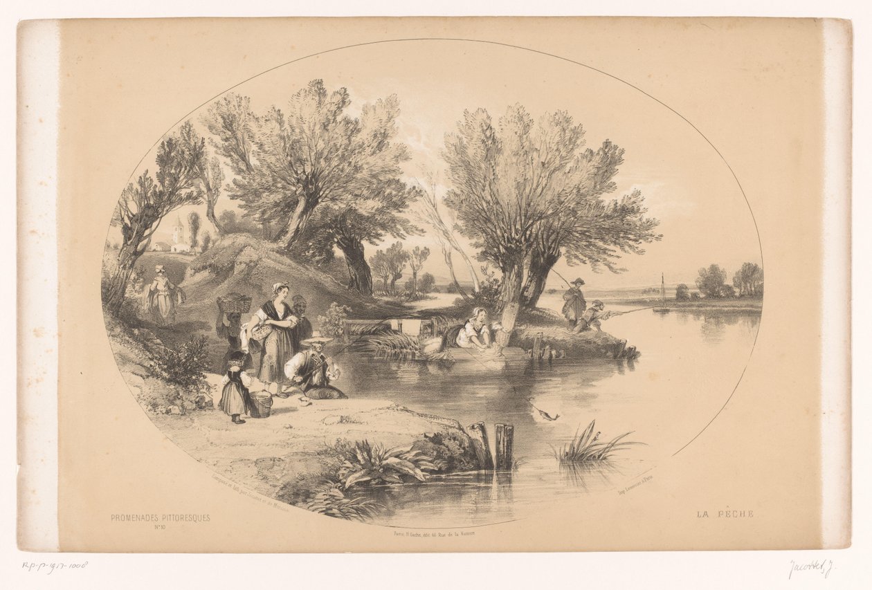 Pescatori su un lago da Louis Julien Jacottet
