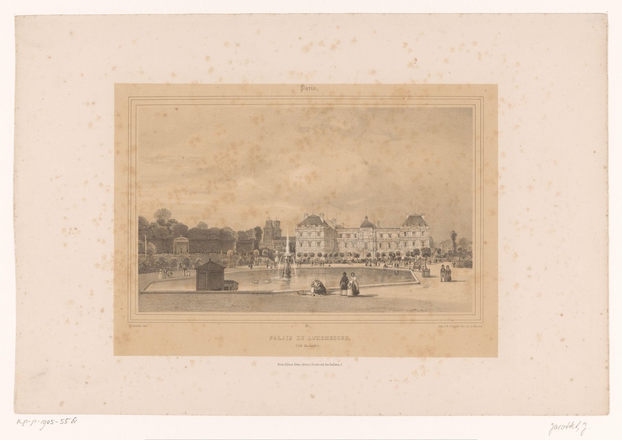 Vista del Palais du Luxembourg dal Jardin du Luxembourg da Louis Julien Jacottet