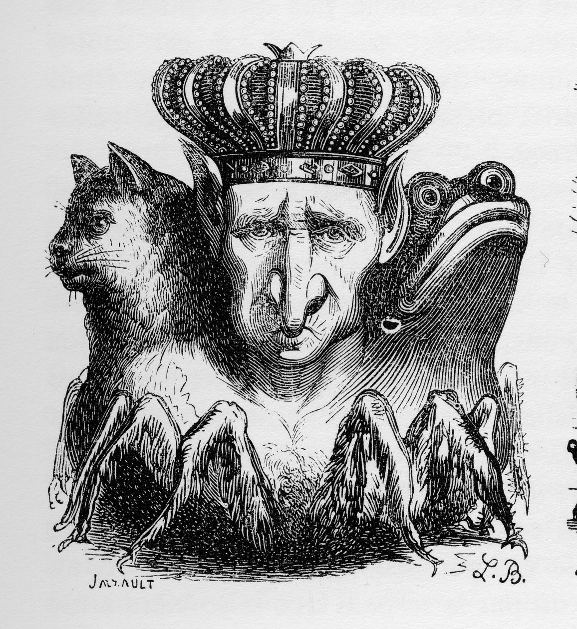 Bael - Baal - (demone) - Bael è il capo del potere infernale - nel "Dizionario infernale" di Collin de Plancy - Incisione di L. Breton. Parigi da Louis Le Breton