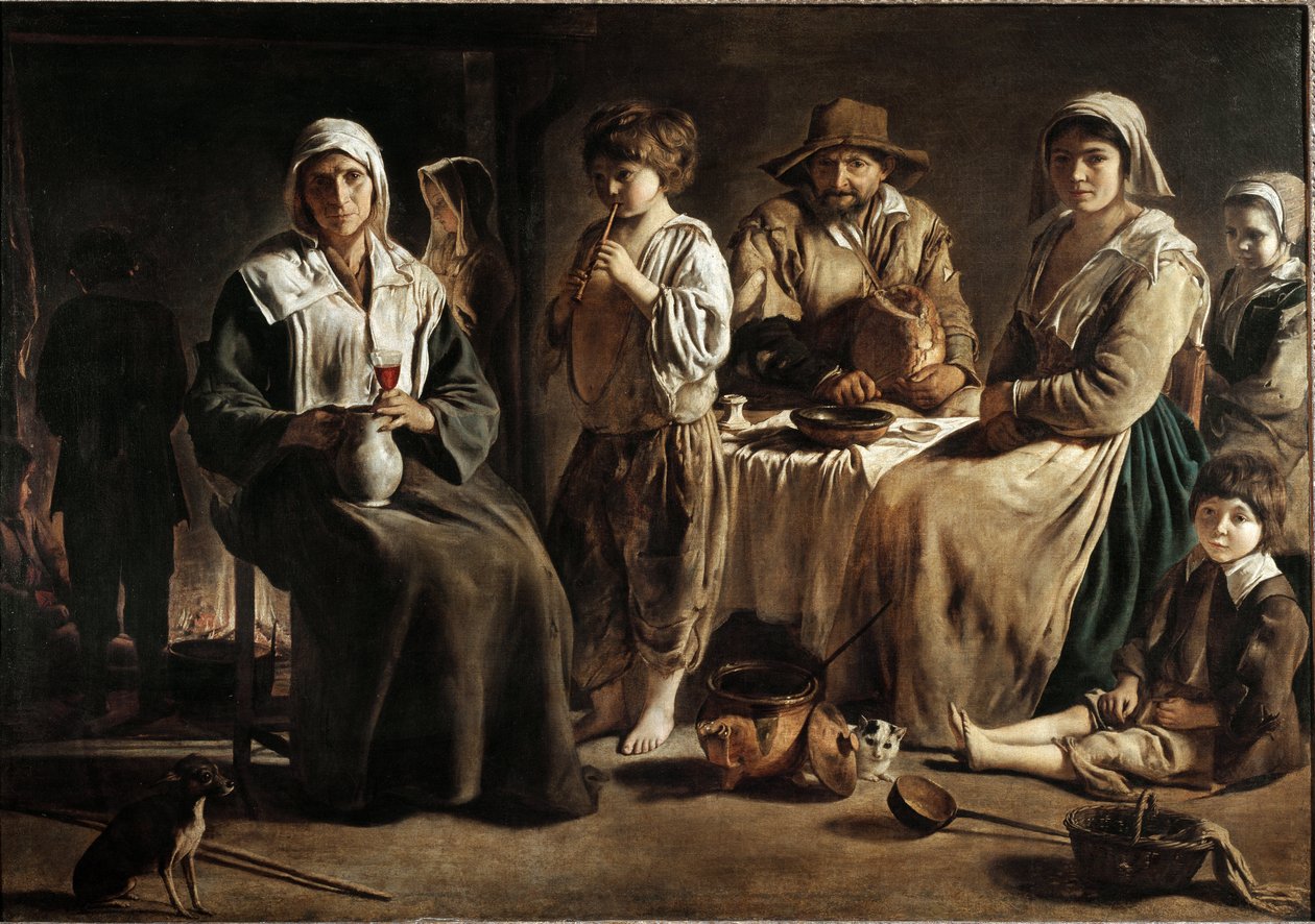 Una famiglia di contadini in un interno da Louis le Nain