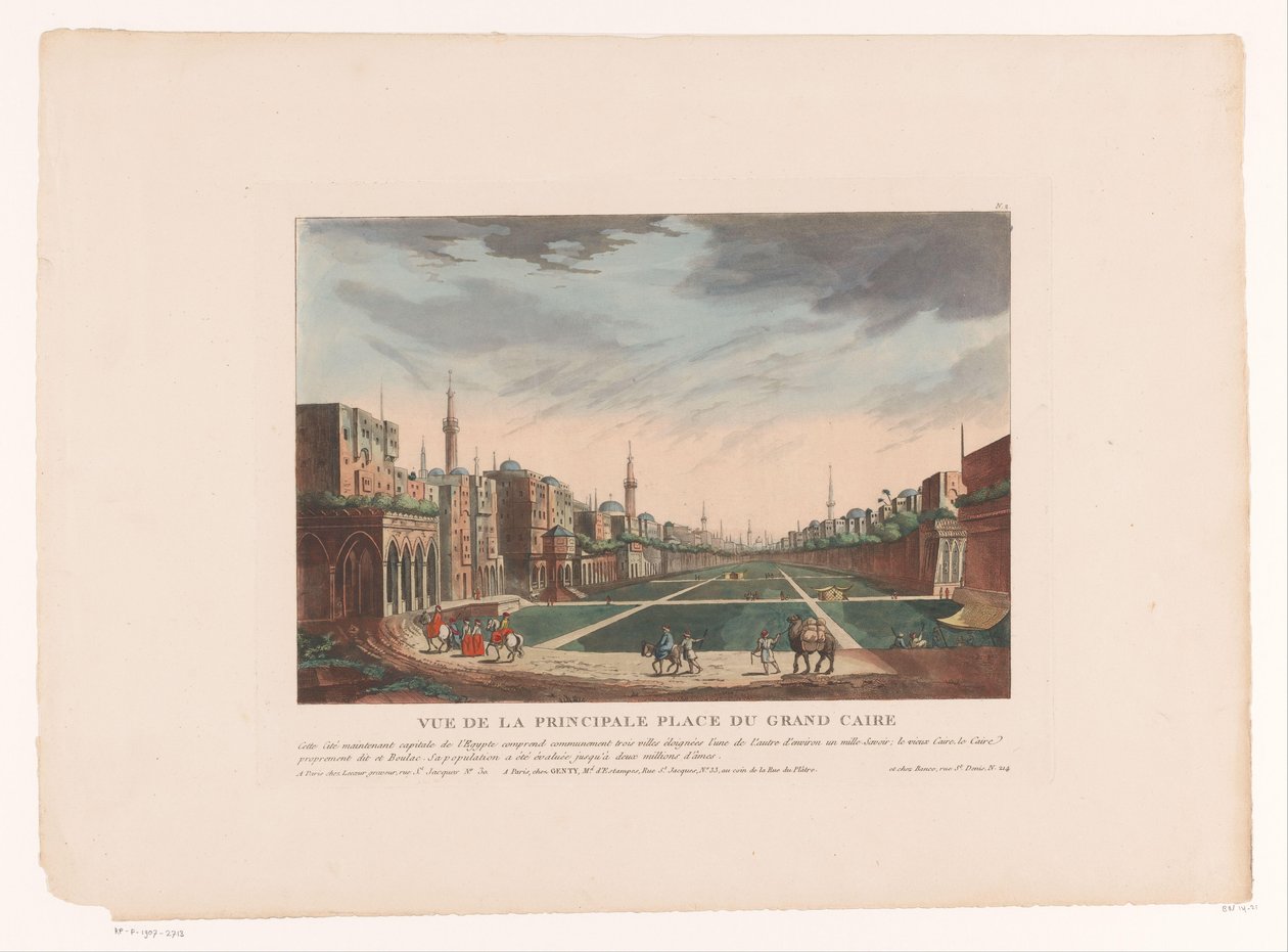 Veduta di una piazza al Cairo (Stadsgezichten in Italië, Spanje en Egypte) da Louis Lecoeur