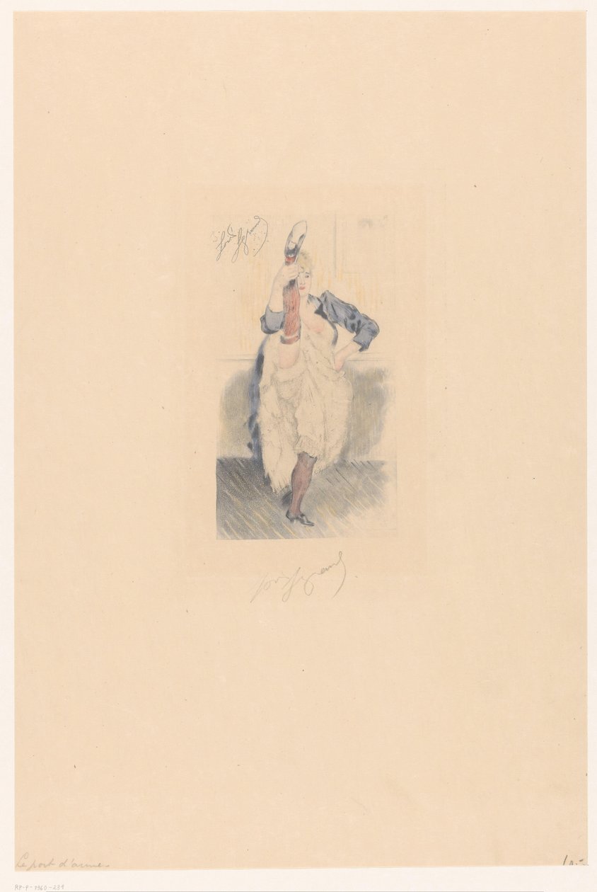 Ballerina di cancan con gamba tesa e braccio al fianco da Louis Legrand (signed by artist)