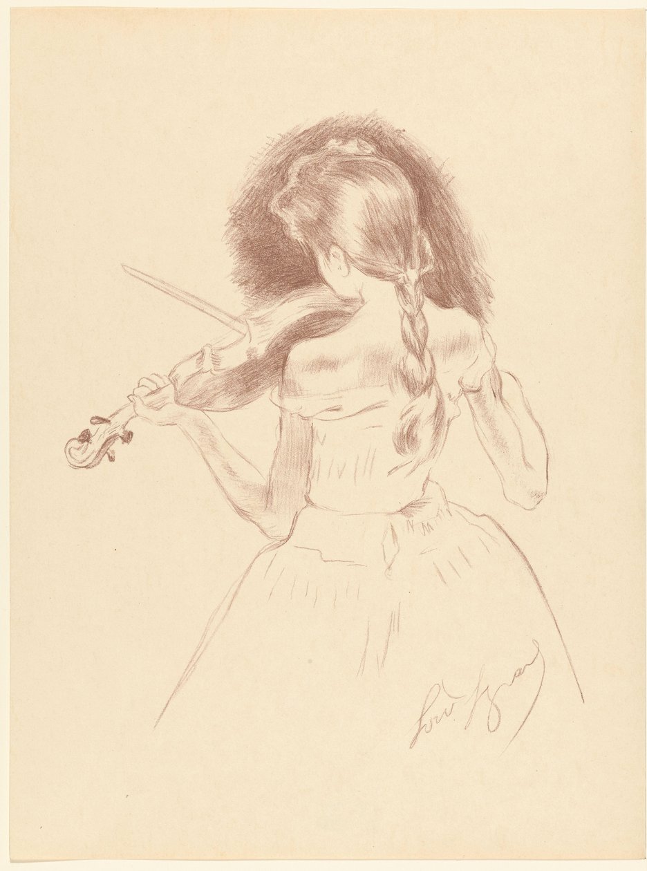 Ragazza vista di spalle suona il violino da Louis Legrand