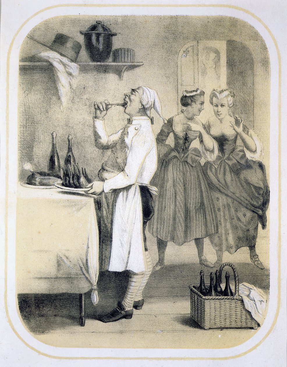 Gola in cucina, da una serie di stampe che raffigurano i sette peccati capitali, c.1850 da Louis Leopold Boilly