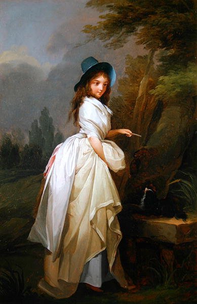 Signora che gioca con il suo cane da Louis Leopold Boilly