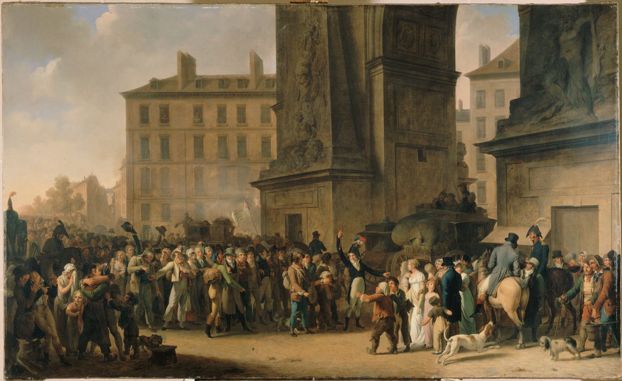 Le reclute del 1807 sfilano davanti alla Porta Saint-Denis da Louis Leopold Boilly