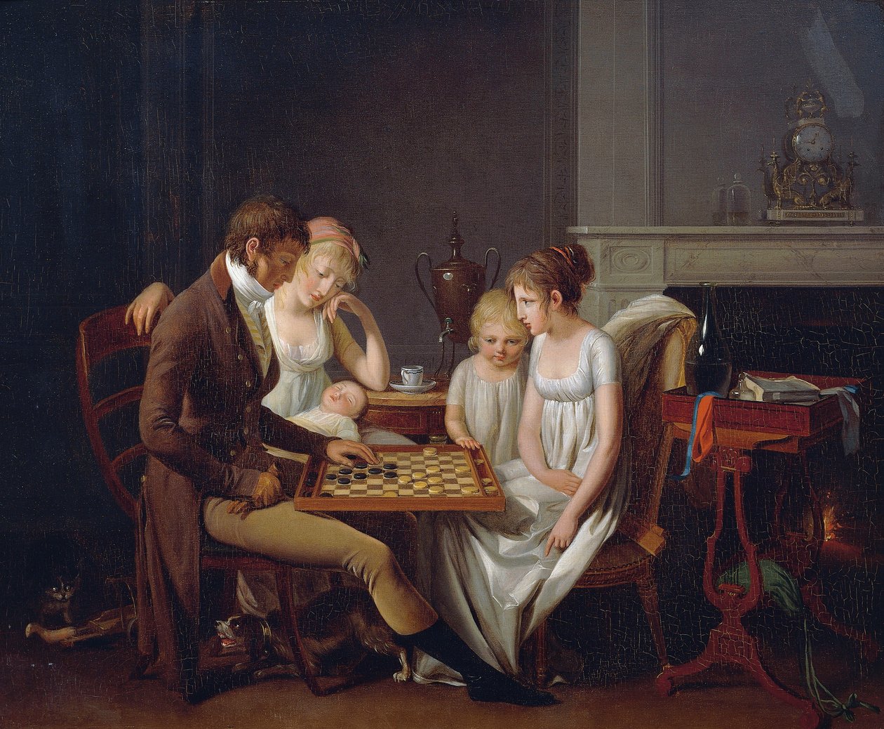 Dipinto di una famiglia che gioca a dama, ca 1803, di Louis Leopold Boilly, olio su tela, Francia da Louis Leopold Boilly