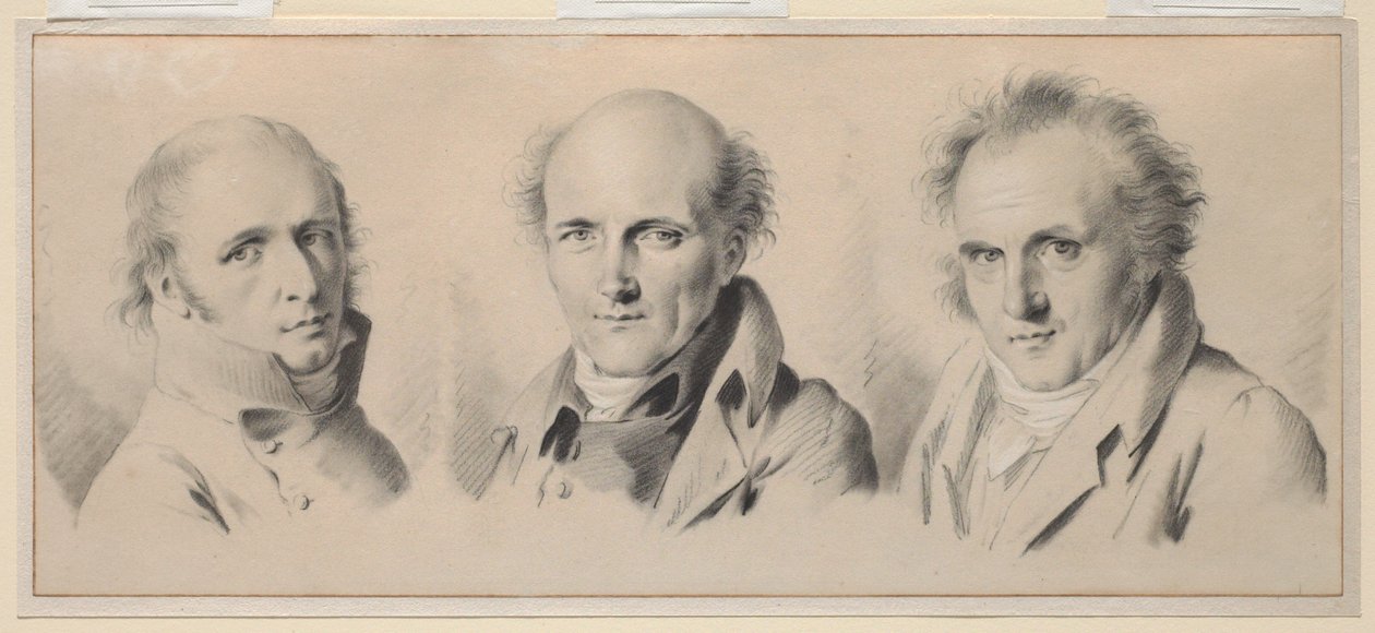 Ritratti di Charles Percier, Pierre-François-Léonard Fontaine e Claude-Louis Bernier da Louis Leopold Boilly