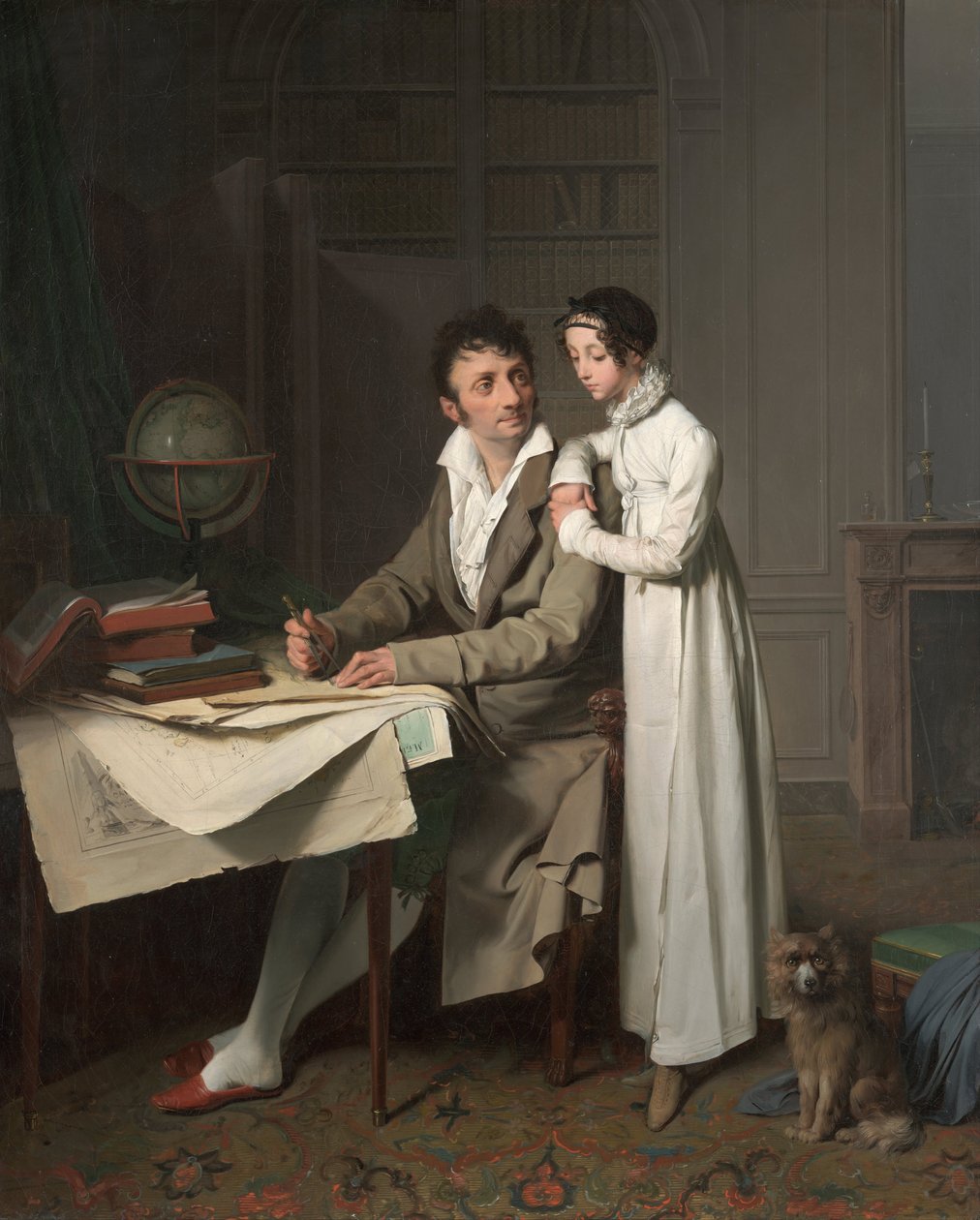La lezione di geografia Ritratto di Monsieur Gaudry e sua figlia da Louis Leopold Boilly