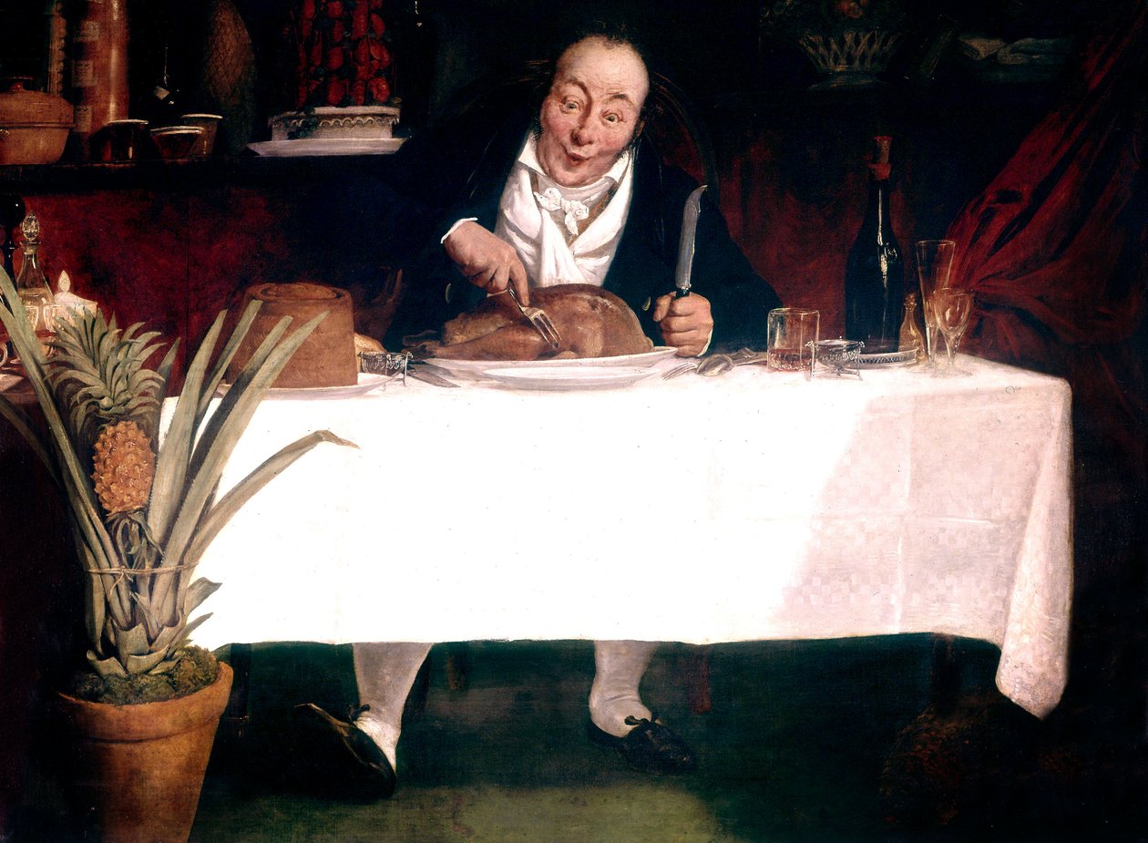 Il goloso: uomo che mangia tacchino da Louis Leopold Boilly