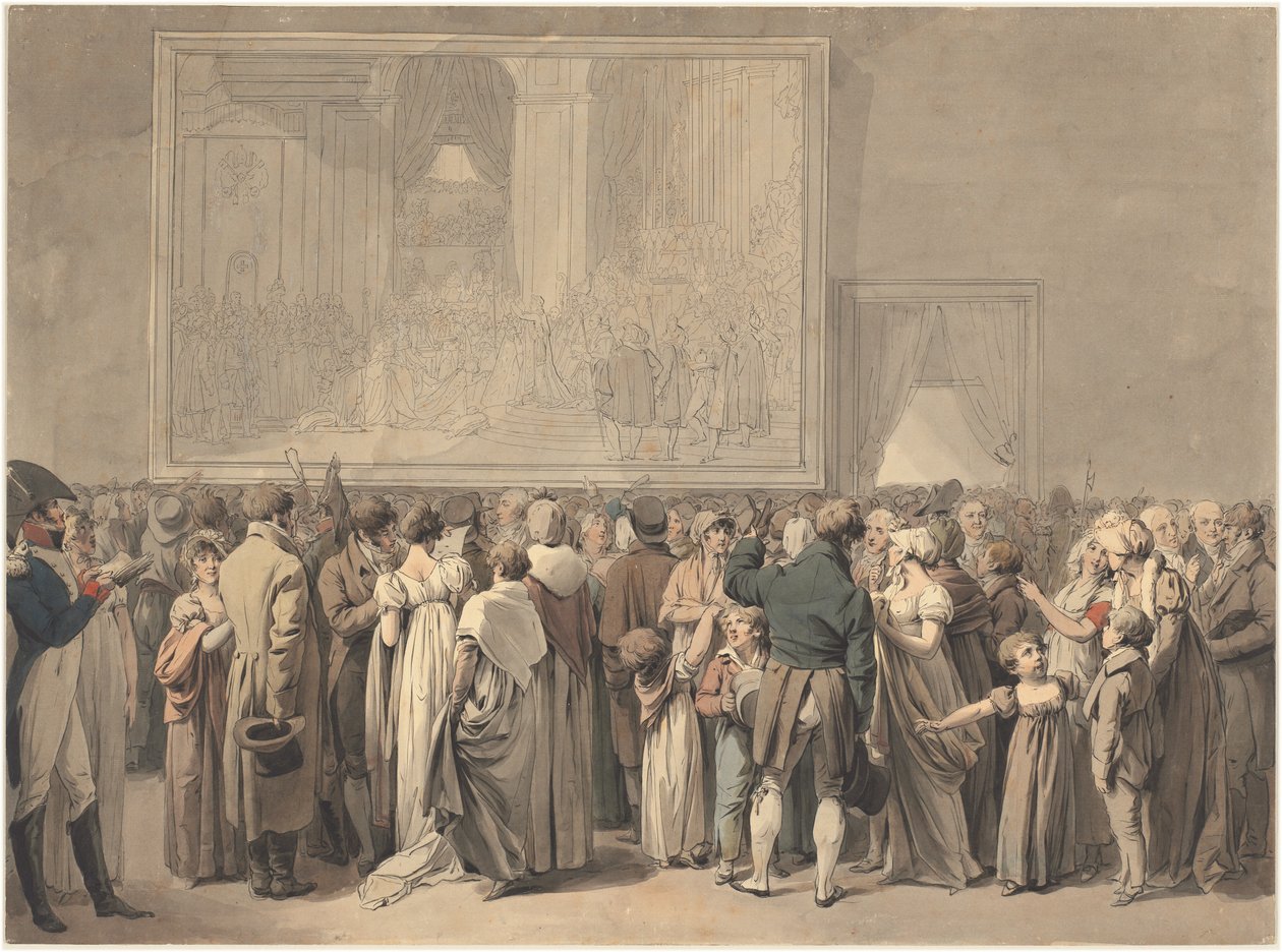 Il pubblico nel Salone del Louvre, osservando il dipinto del "Sacre" da Louis Leopold Boilly