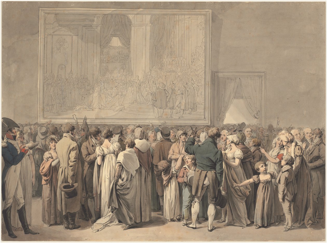 Il pubblico nel salone del Louvre, osservando il dipinto del "Sacre" da Louis Leopold Boilly