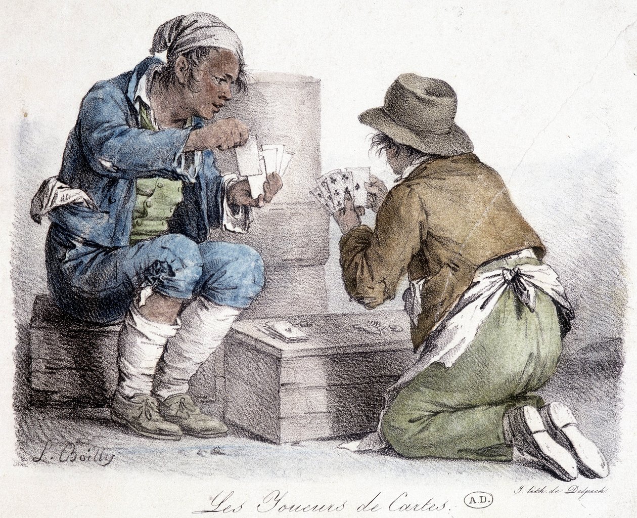 I giocatori di carte, incisione di L. Boilly, circa 1820 da Louis Leopold Boilly