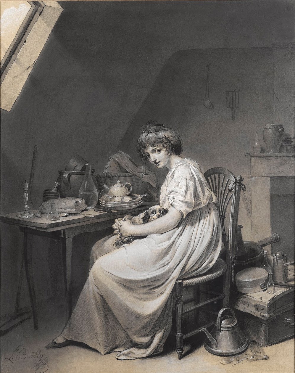 Louis-Léopold Boilly - Giovane ragazza con il suo cane da Louis Leopold Boilly