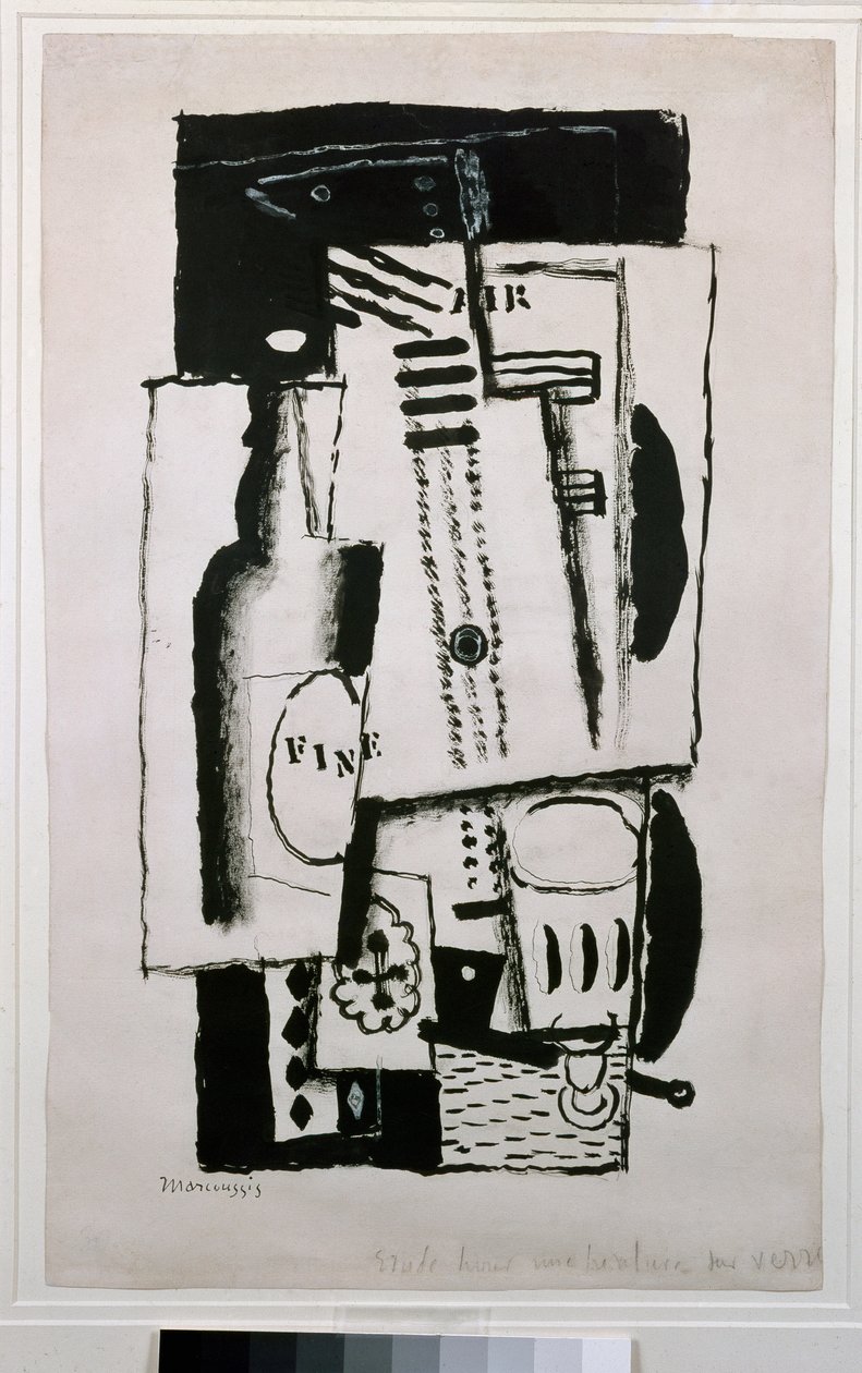 Natura morta, studio per un dipinto su vetro (dipinto, XX secolo) da Louis Marcoussis