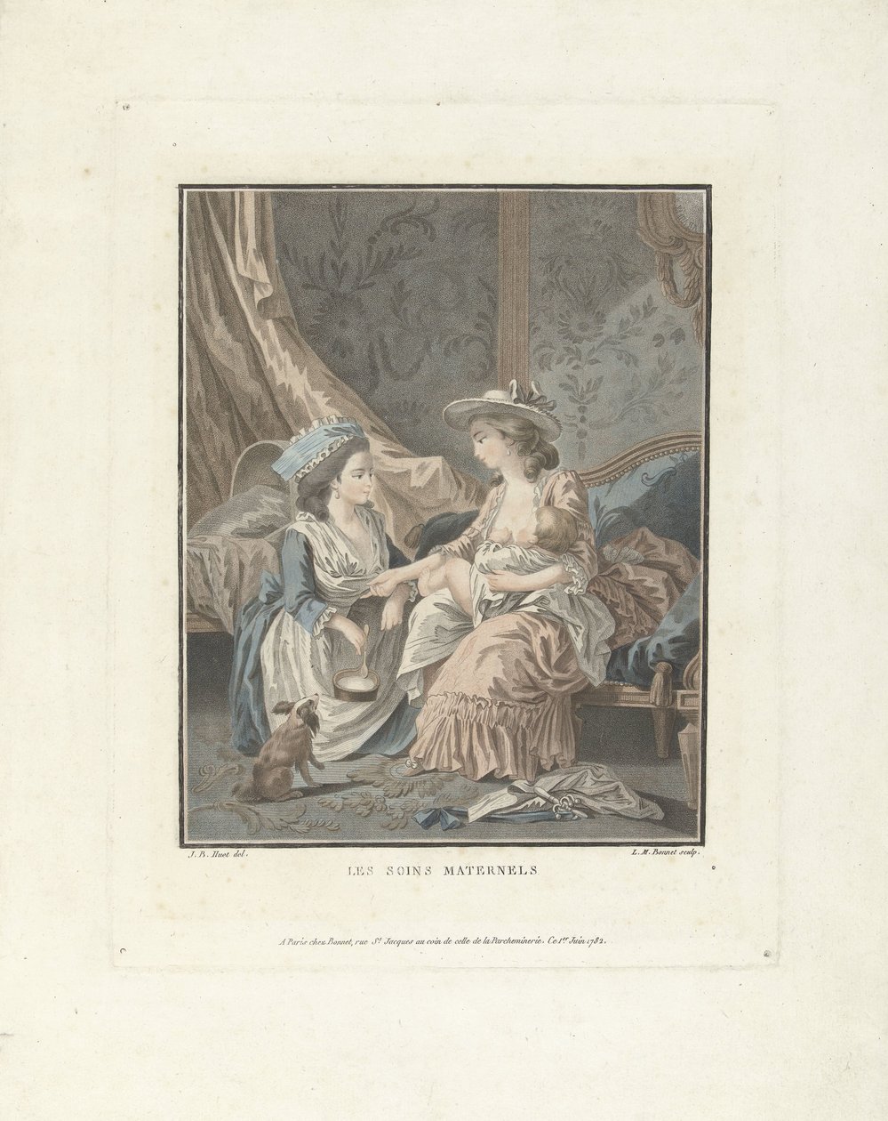 Madre con bambino e domestica da Louis Marin Bonnet