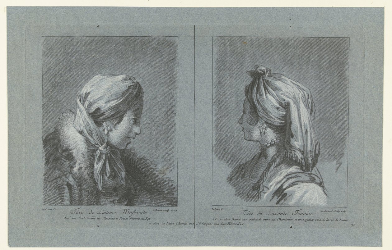Ritratto di una lattaia moscovita e una domestica finlandese da Louis Marin Bonnet