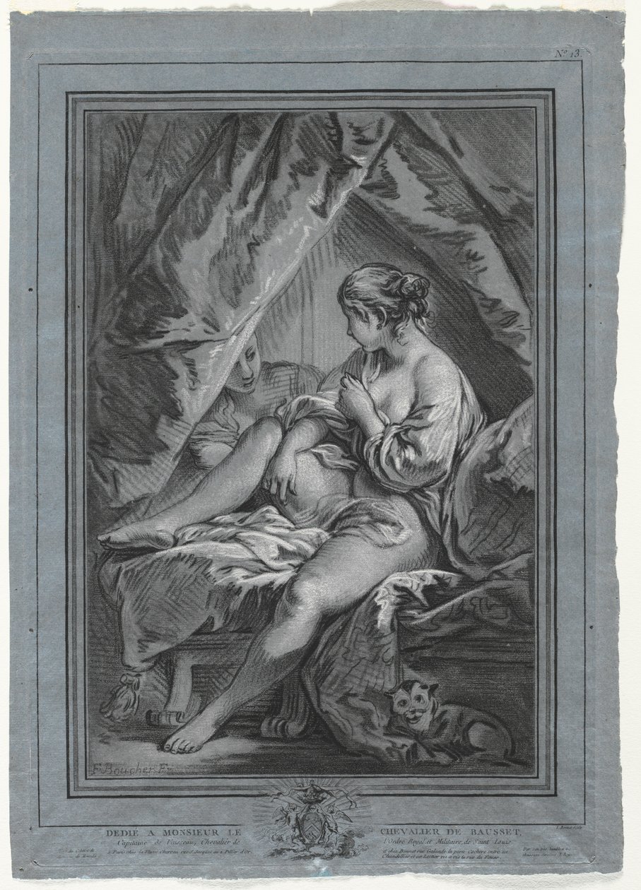 Giovane donna seduta su un letto, 1764-1767 da Louis Marin Bonnet