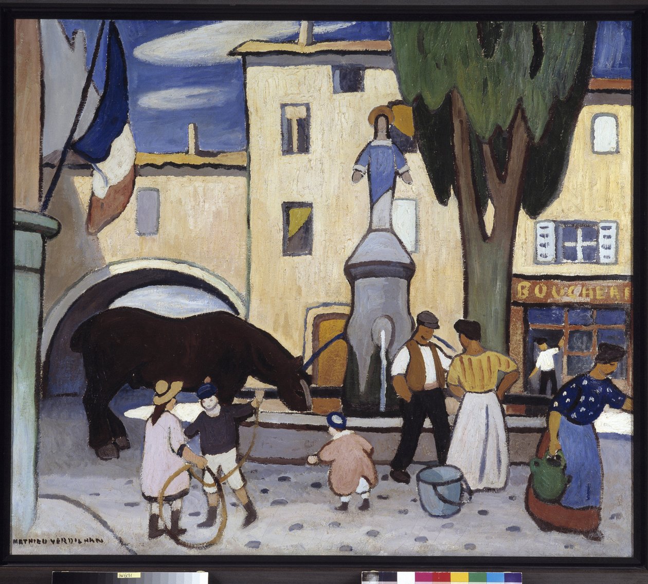 La fontana di Trets al cavallo nero, dipinto di Louis-Mathieu Verdilhan (1875-1928), XX secolo da Louis Mathieu Verdilhan