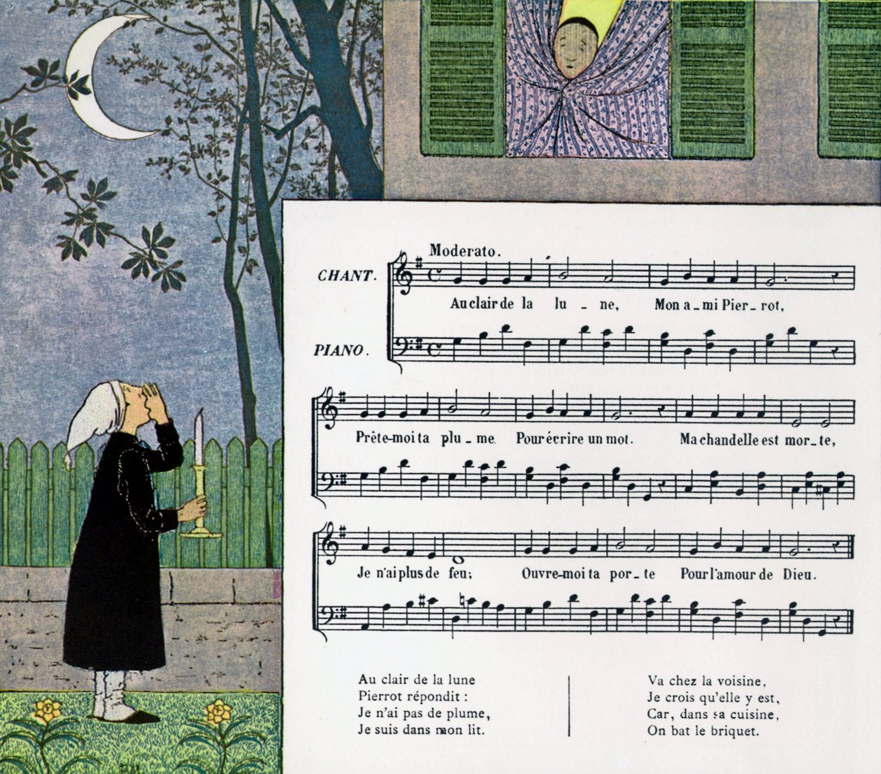 Spartito e illustrazione della canzone per bambini 