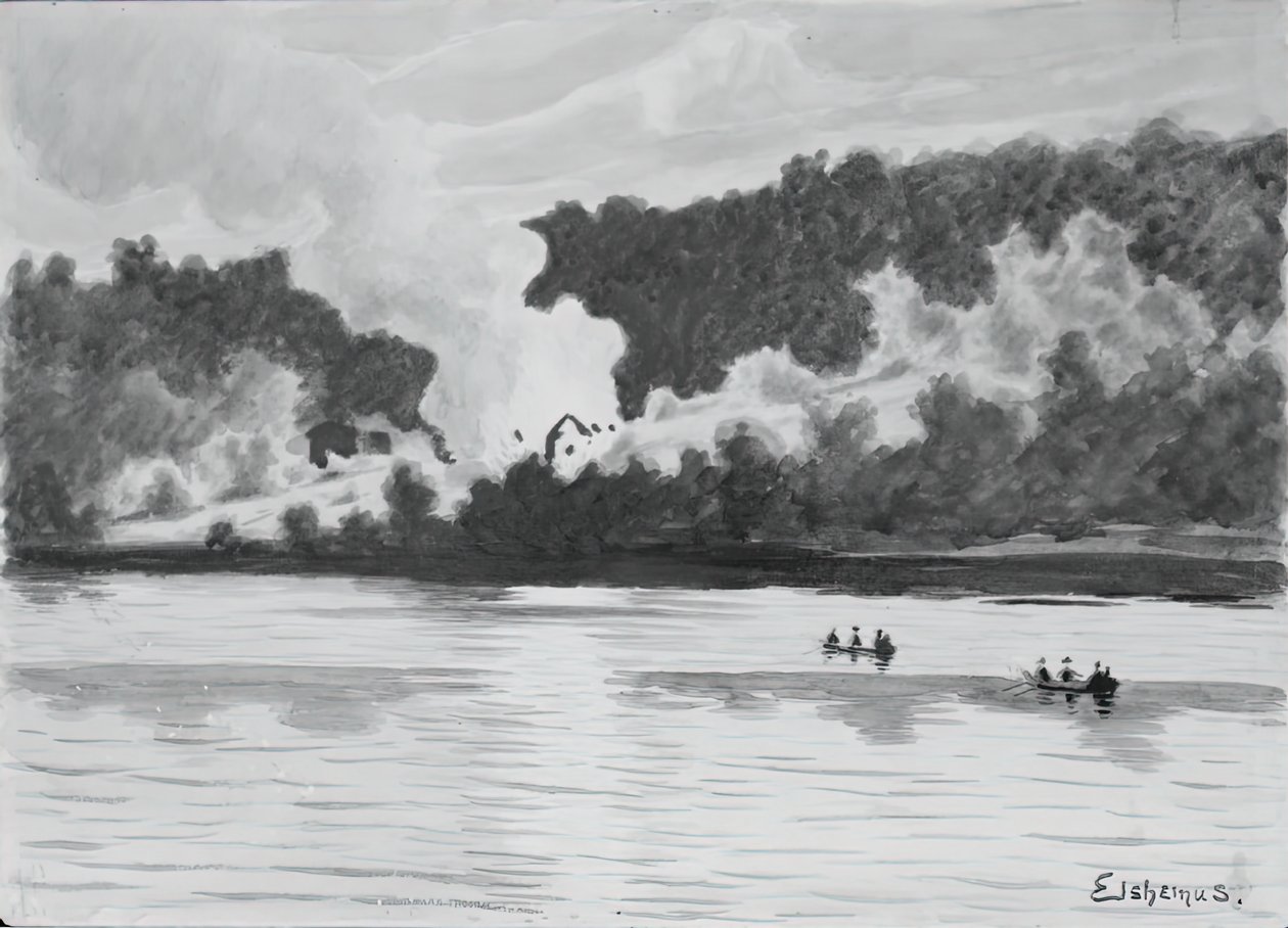 Incendio visto da East Lyme, Connecticut, 1900 da Louis Michel Eilshemius
