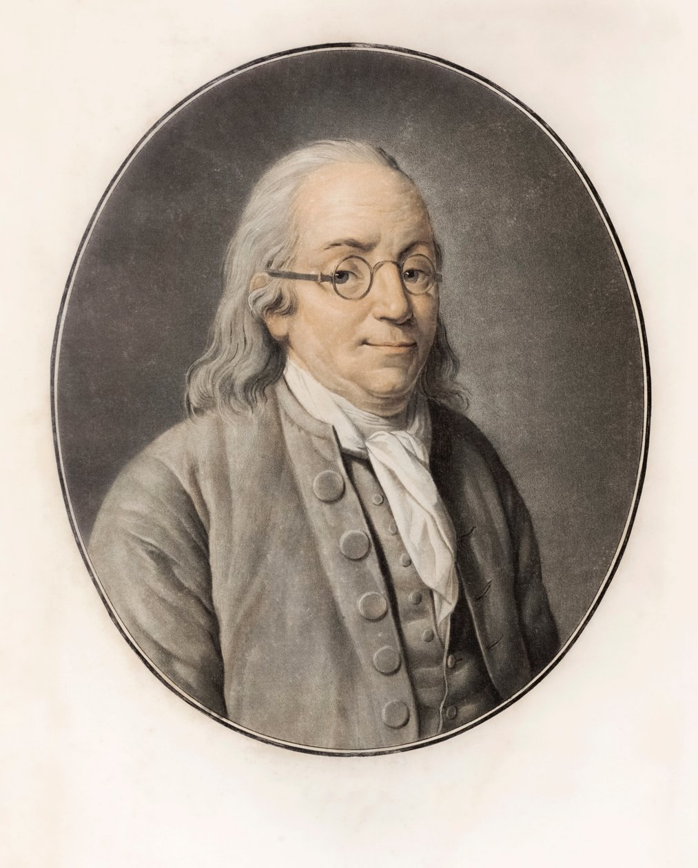 Benjamin Franklin. Ritratto (incisione) da Louis Michel van (after) Loo