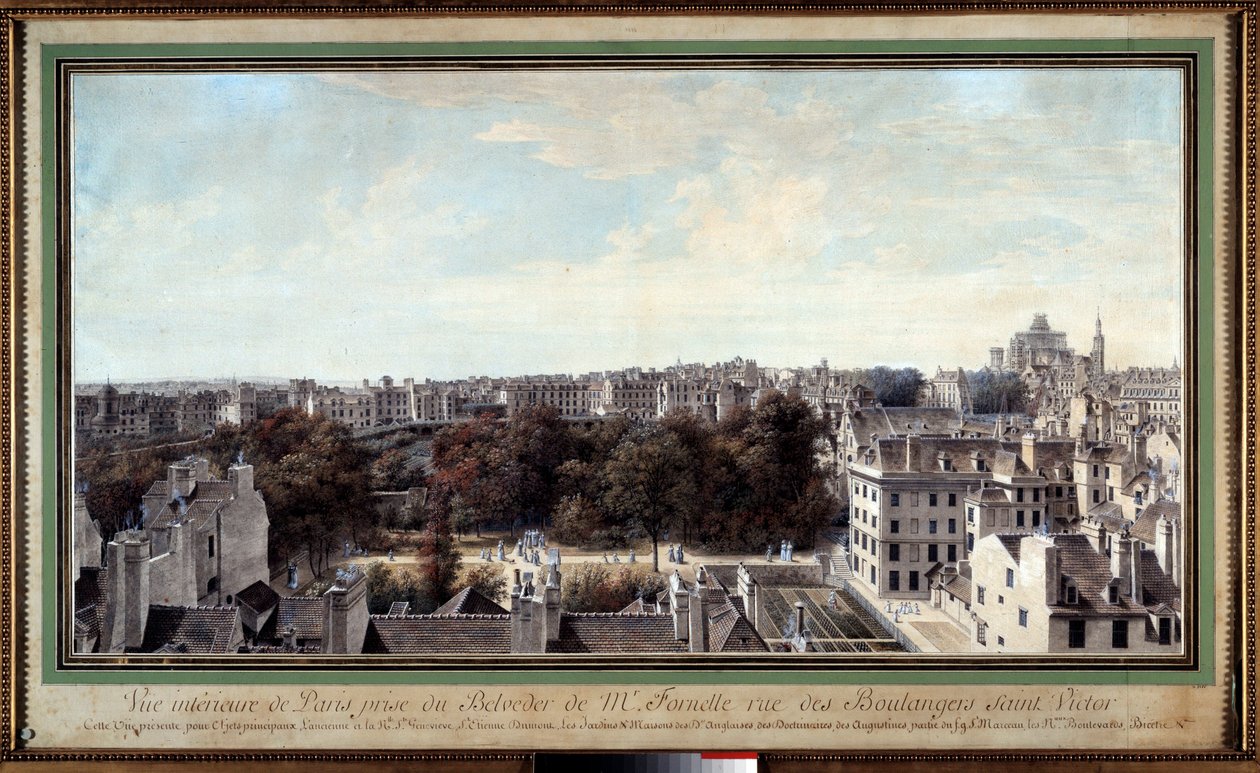 Veduta di Parigi presa dal belvedere di Monsieur Fournelle, rue des Boulangers Saint Victor. Disegno di Louis de Lespinasse (1734-1808) XVIII secolo da Louis Nicolas de Lespinasse