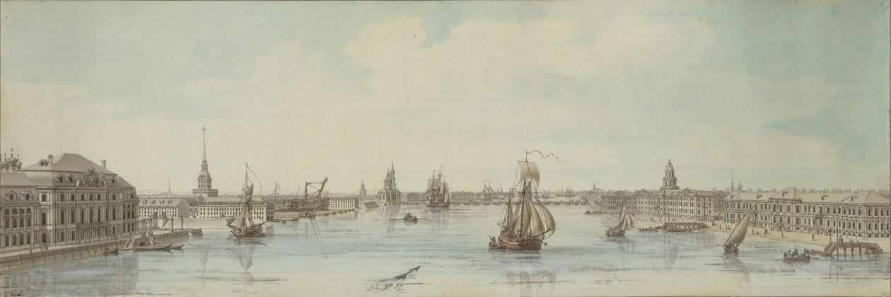 Veduta delle rive del fiume Neva tra il Palazzo d