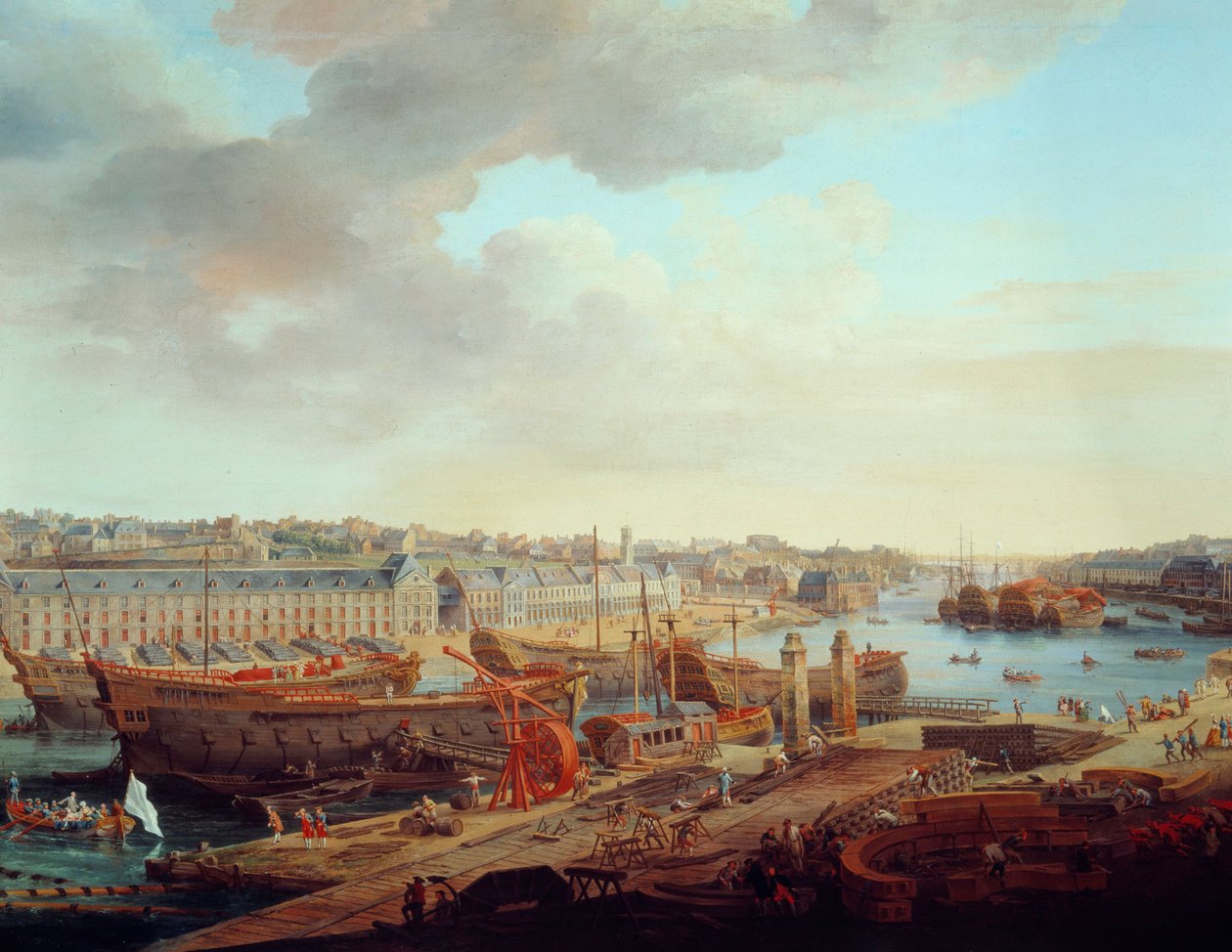 Cantiere navale: La città di Brest (dettaglio) da Louis Nicolas van Blarenberghe