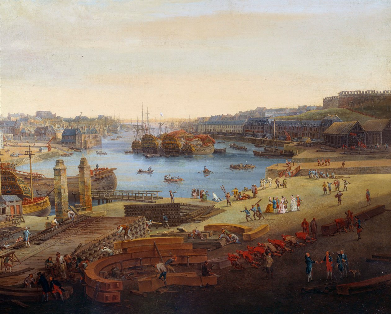 Cantiere navale: Il porto di Brest (dettaglio) da Louis Nicolas van Blarenberghe