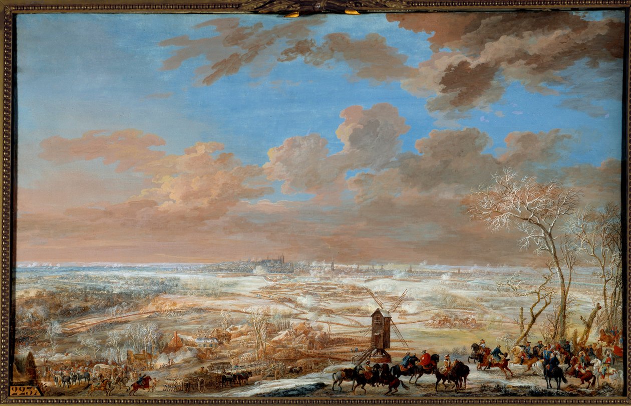 Guerra di successione austriaca (1741-1748): "Assedio di Bruxelles sotto la neve da parte del maresciallo di Sassonia dal 7 al 20 febbraio 1746" Gouache di Louis Nicolas Van Blarenberghe (1716-1794) 1781 Sole. 0,59x0,94 m Versailles, museo del castello da Louis Nicolas van Blarenberghe